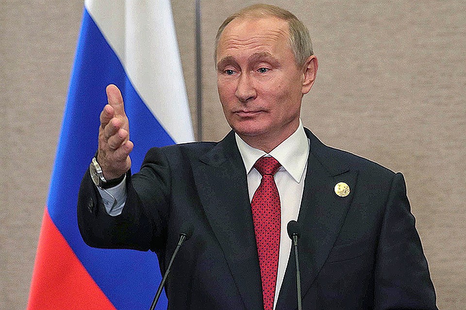 Президент РФ Владимир Путин во время пресс-конференции по итогам встречи лидеров БРИКС. ФОТО Михаил Метцель/ТАСС