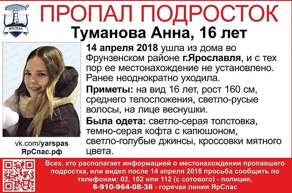 Ориентировка организации по содействию в поиске пропавших людей