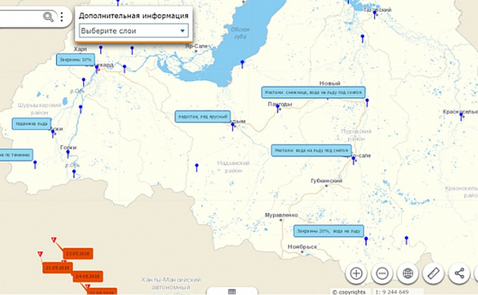 Ямальцы следят за ледоходом через интернет Фото: скрин