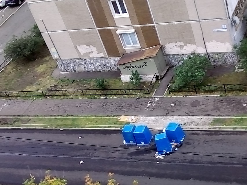 Неизвестные перевернули мусорные контейнеры прямо на дорогу. Фото: соцсети