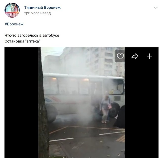 Скриншот поста в "Типичном Воронеже". Видео прикрепил Валерий Табаков.