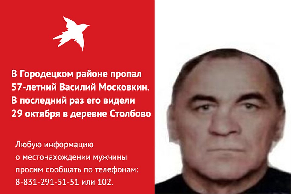 В Городецком районе разыскивают 57-летнего Василия Московкина
