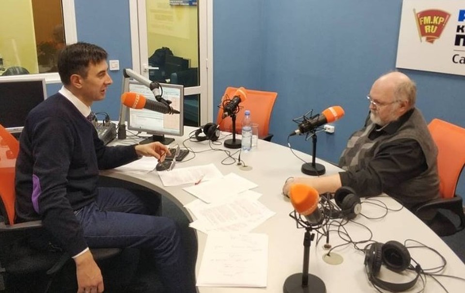 Сергей Ануфриев и Павел Воробьев в студии радио «Комсомольская правда в Петербурге»