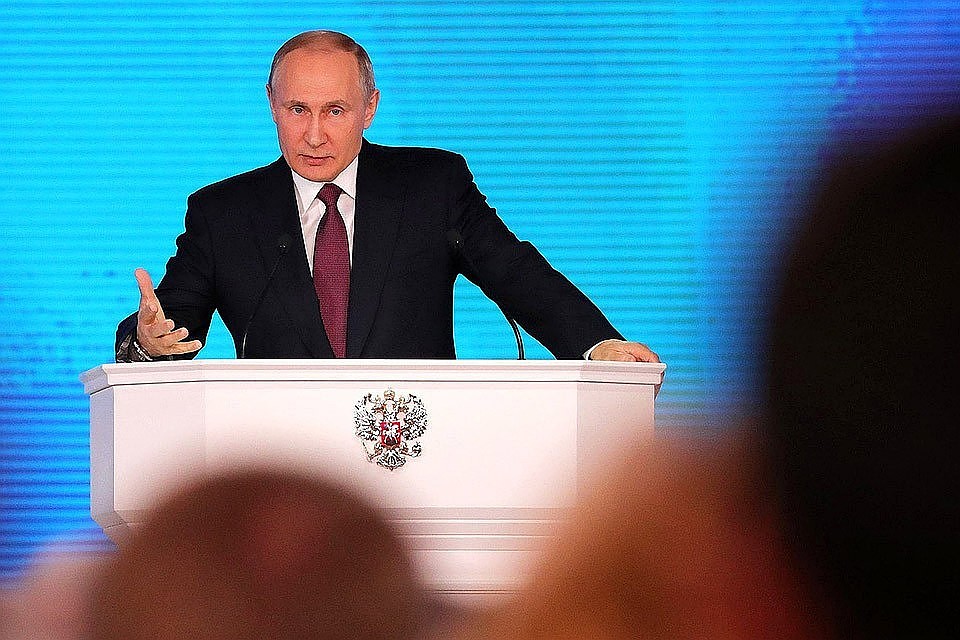 В 2018 году президент выступил с Посланием Федеральному собранию в стенах Манежа. Фото Zuma\TASS