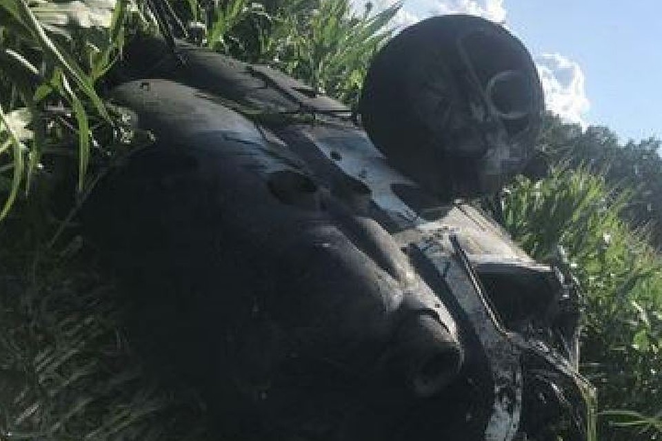 На Украине в Сумской области упал вертолет. Фото: Государственная служба Украины по чрезвычайным ситуациям