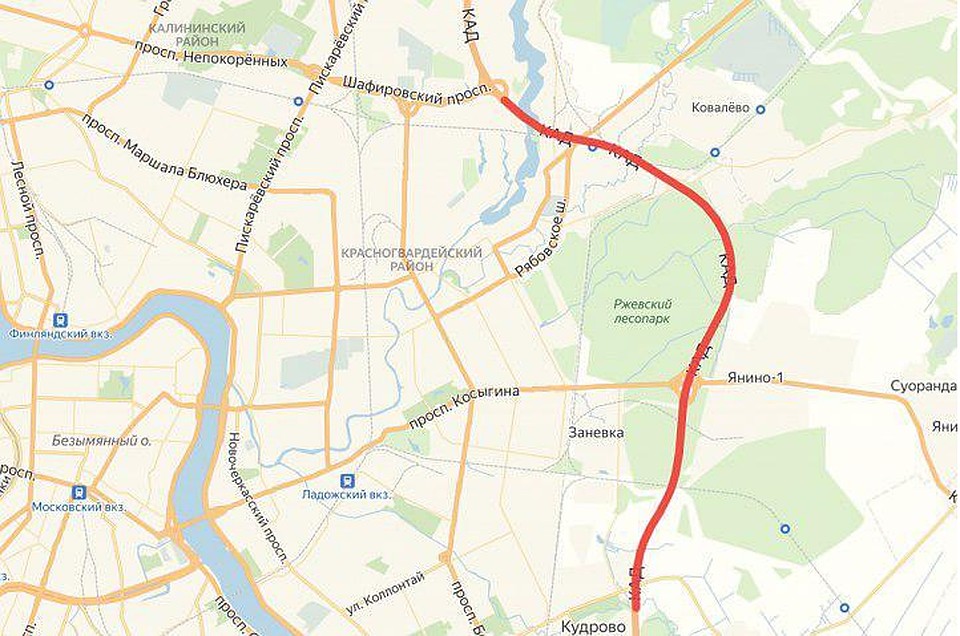 Две полосы кольцевой дороги в Санкт-Петербурге перекрыли с 1 октября 2019 года.