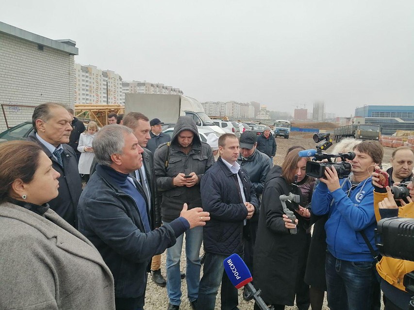 Вячеслав Володин на строительстве Дворца водных видов спорта