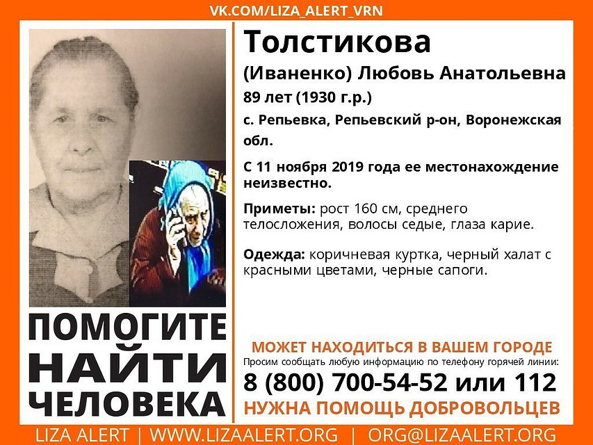 Фото: из группы поискового отряда «Лиза Алерт Воронеж» в соцсети.