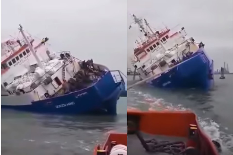 Судно перевозило груз — более 14 тысяч овец. Фото скриншоты видео.