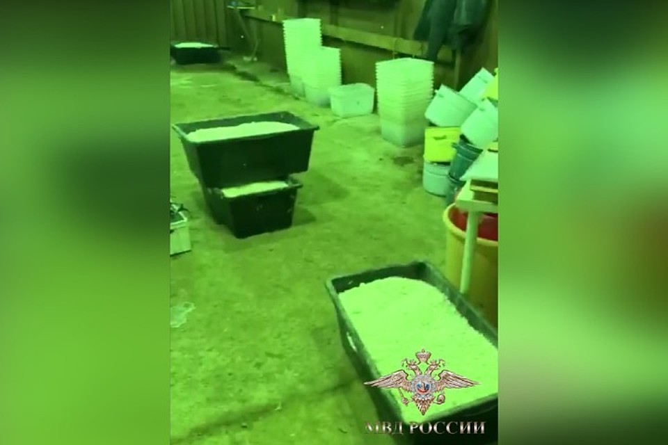 Главный химик: кузбассовца задержали в нарколаборатории с 90 тоннами наркотиков. ФОТО: кадр видео ГУ МВД России по Ленинградской области.