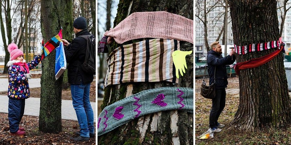 Так минчане выражают свою заботу о сквере