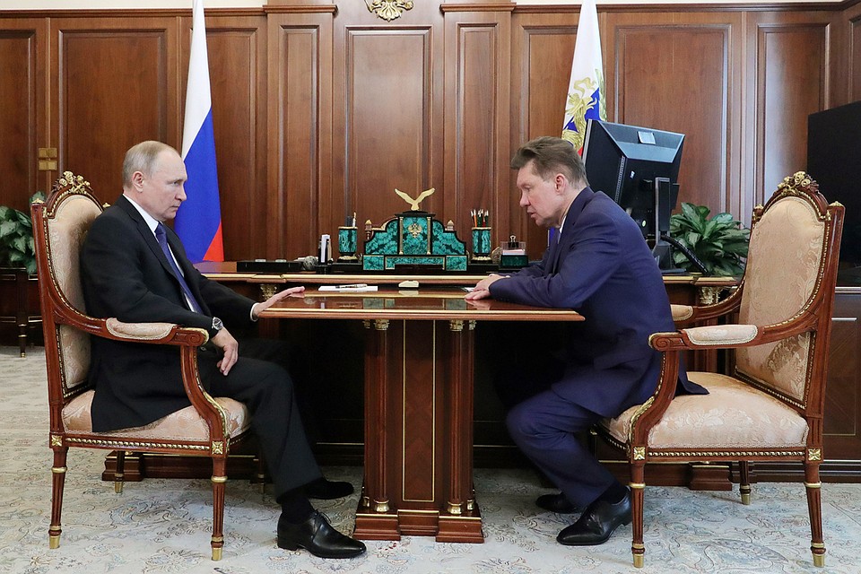 Президент РФ Владимир Путин и председатель правления ПАО "Газпром" Алексей Миллер. Фото: Михаил Климентьев/ТАСС
