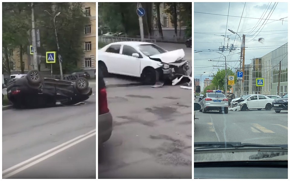Внедорожник оказался на крыше после столкновения с Toyota. Фото: соцсети