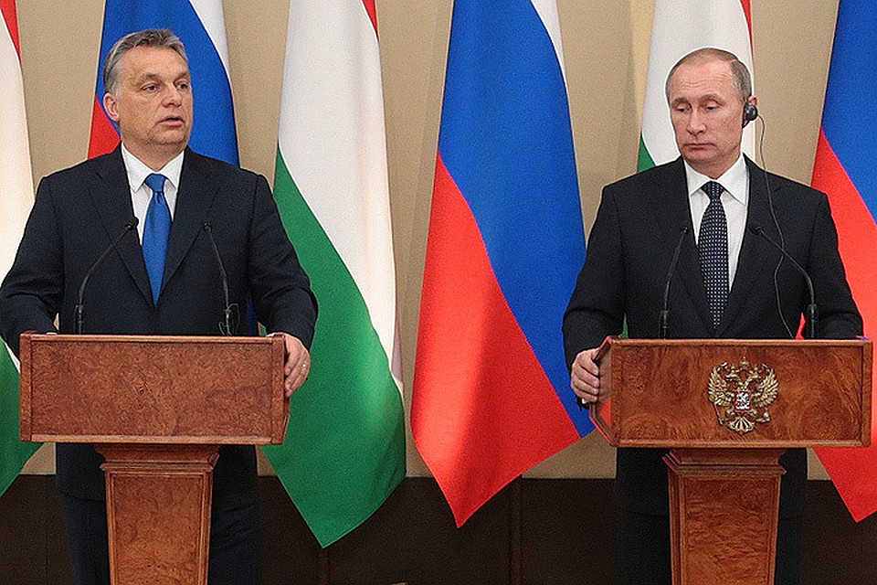 17 февраля 2016. Премьер-министр Венгрии Виктор Орбан и президент России Владимир Путин во время совместной пресс-конференции по итогам встречи в резиденции Ново-Огарево. Фото: Михаил Метцель/ТАСС