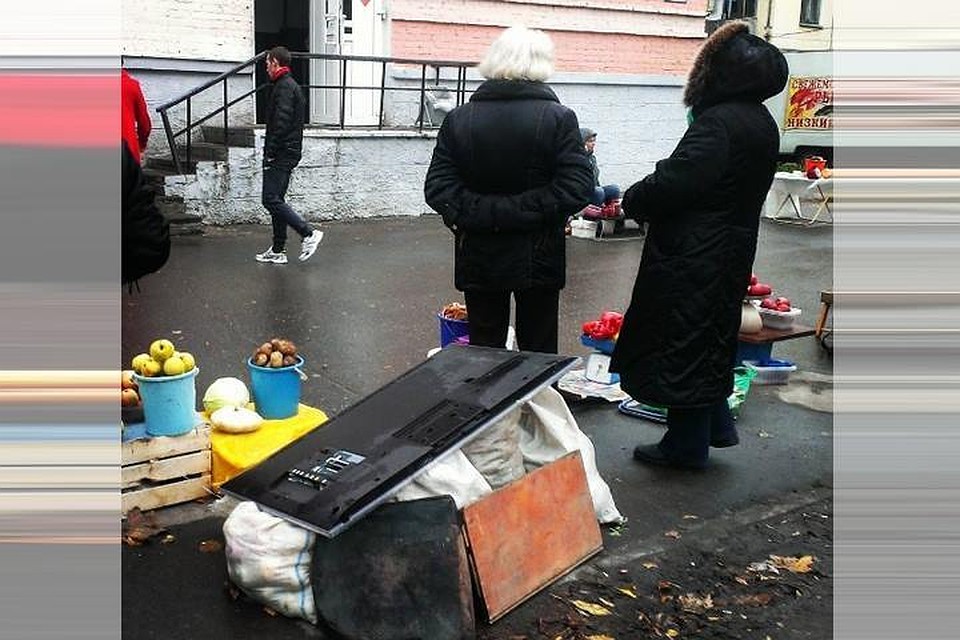 В Витебске картошку укрыли от дождя ЖК-телевизором. Фото: instagram.com/silverrebels