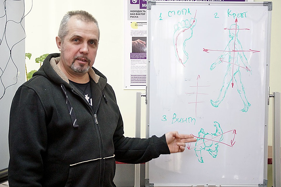 Дмитрий Шипуля: Восьмиконечный крест – это образ, по которому остраивают естественное положение тела во время русской ходьбы Фото: Светлана МАКОВЕЕВА