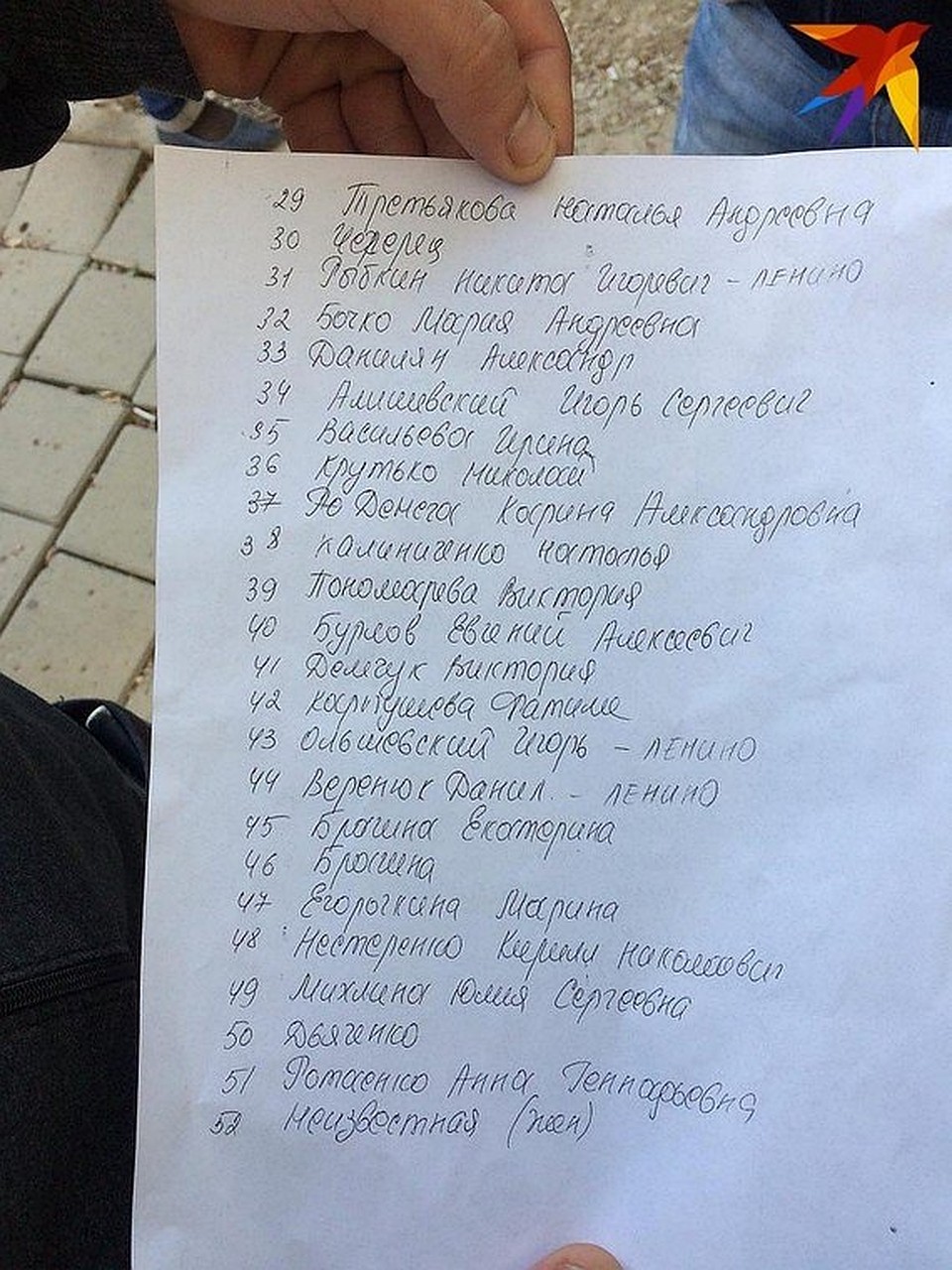 Список пострадавших