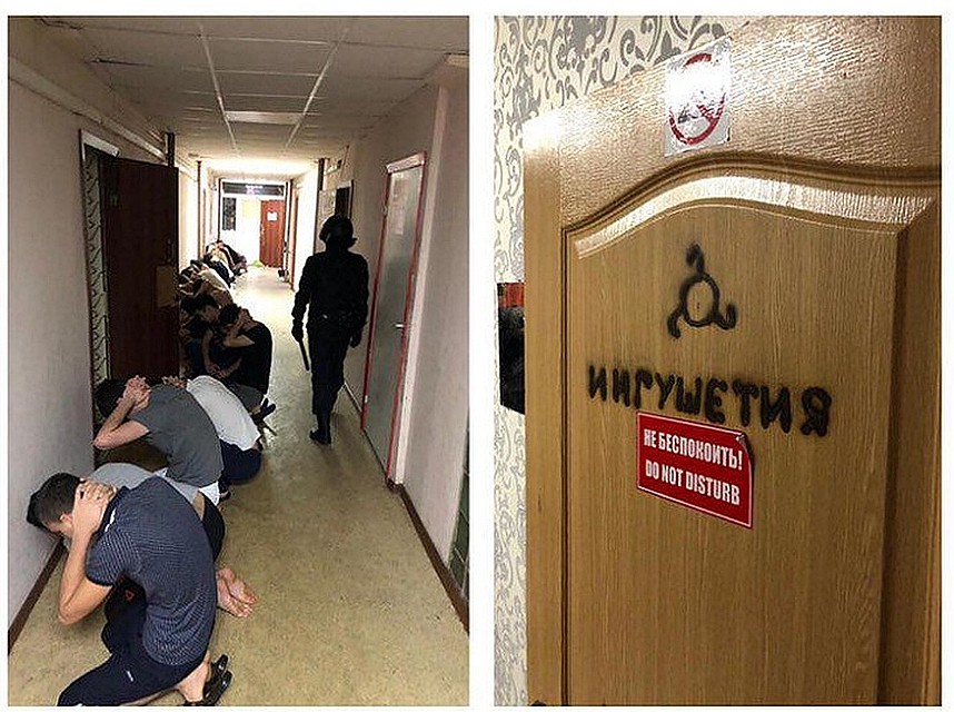 Дверь, ведущая в одну из местных «квартир» - прямо по дереву выжжено слово «Ингушетия» Фото: СОЦСЕТИ