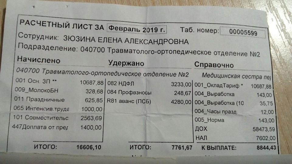 Вслед за врачом свои расчетки выложили медсестры