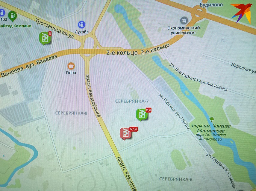 Карта "умных" мусорных баков в Серебрянке. Фото: Геннадий МОЖЕЙКО
