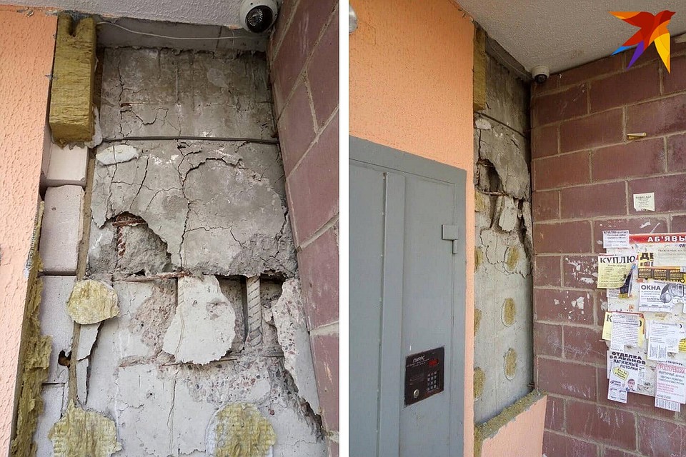 Так выглядела колонна год назад. Фото жильцов дома по ул. Широкая, 3.