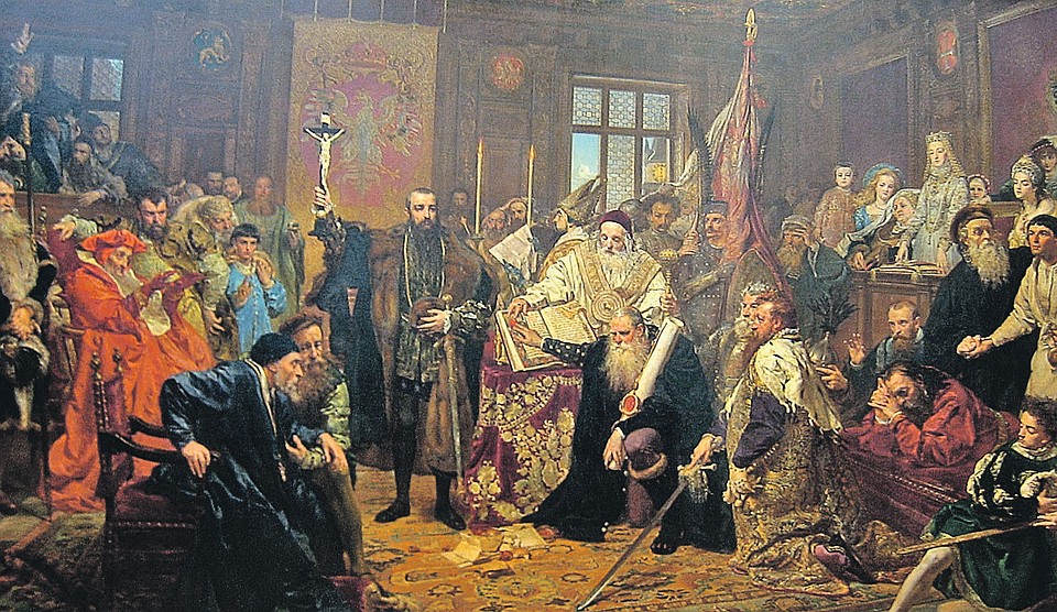 Подписание «Люблинской унии» 1569 года узаконило и ускорило дрейф Западной Руси в Европу. «Люблинская уния». Ян Матейко (1869)