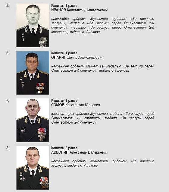 Список погибших моряков с фотографиями Фото: Минобороны РФ