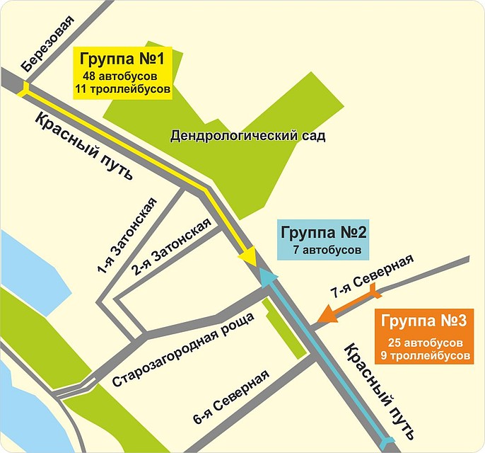 Схема следования автобусов от городка Водников Фото: пресс-служба администрации города Омска