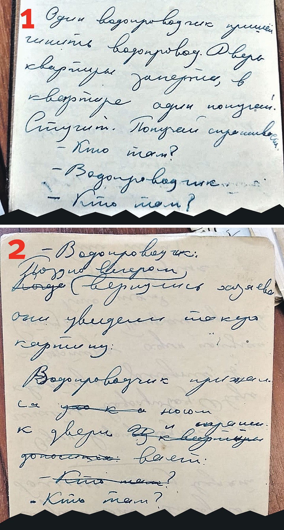 Рукопись Юрия Дружкова. Беседа водопроводчика с попугаем. Фото: Личный архив