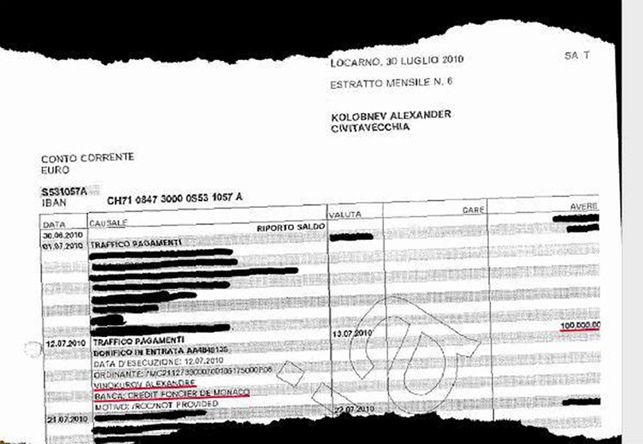 Итальянцы опубликовали документы, подтверждающие факты перевода денег.
