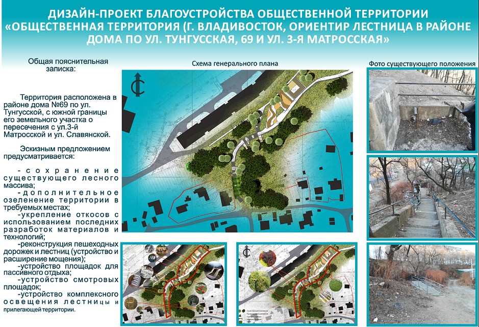Общественная территория будет расположена по адресу: г. Владивосток, ориентир - лестница в районе дома по ул. Тунгусской, 69 и ул. 3-й Матросской Фото: primorsky.ru
