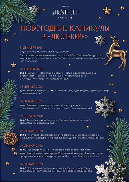 Афиша новогодних каникул в "Дюльбере"