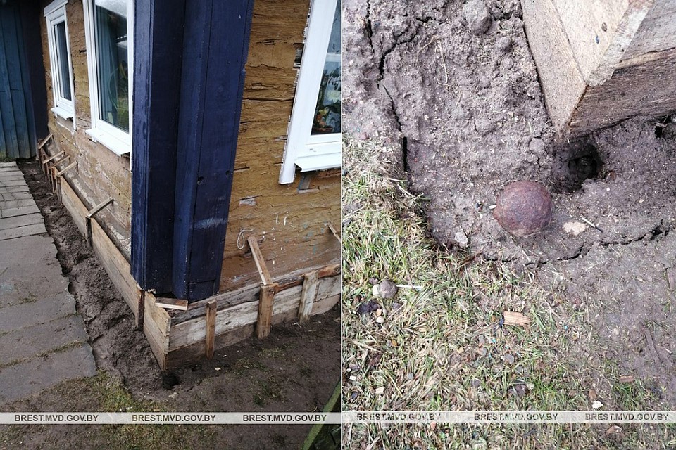 Граната пролежала у дома более ста лет. Фото: УВД Брестского облисполкома.