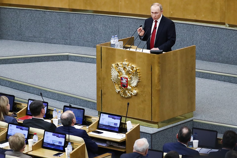 Владимир Путин на пленарном заседании Государственной думы РФ. Фото: Антон Новодережкин/ТАСС