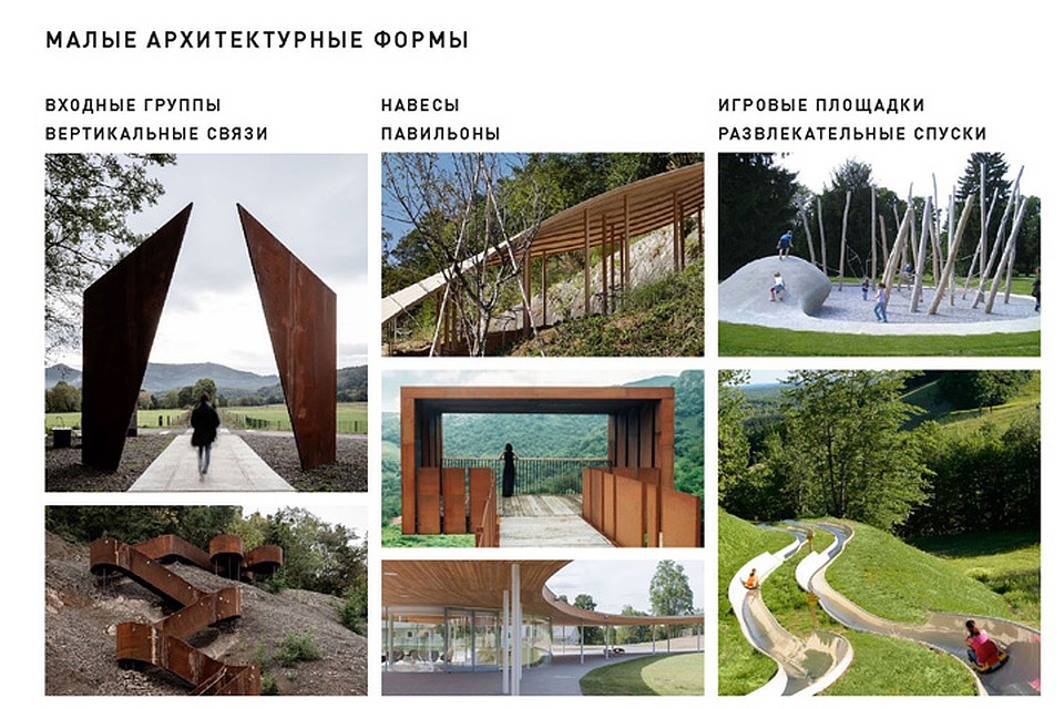 Входные группы, навесы, игровые площадки. Визуализация: архитектурное бюро Wowhaus