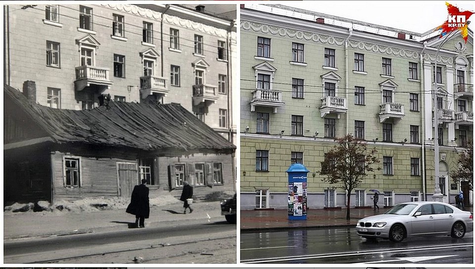 Та самая хатка, которую успел снять Михась Мицкевич прямо на центральном проспекте Минска. Фото: Павел МАРТИНЧИК