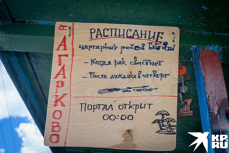 Расписание чартАрных рейсов Бабы Яги. Портал открыт 00:00. ООО «Метлы». Фото: Михаил ФРОЛОВ