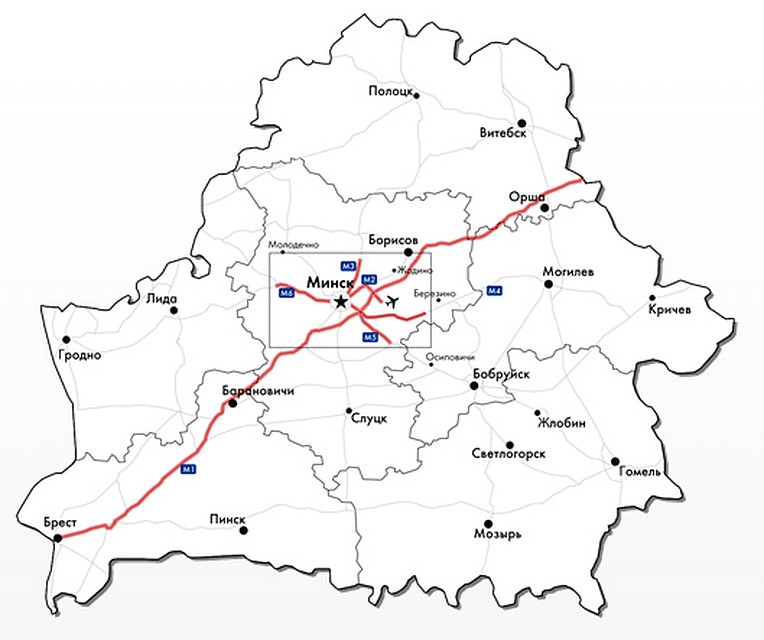 Карта платных дорог Беларуси.