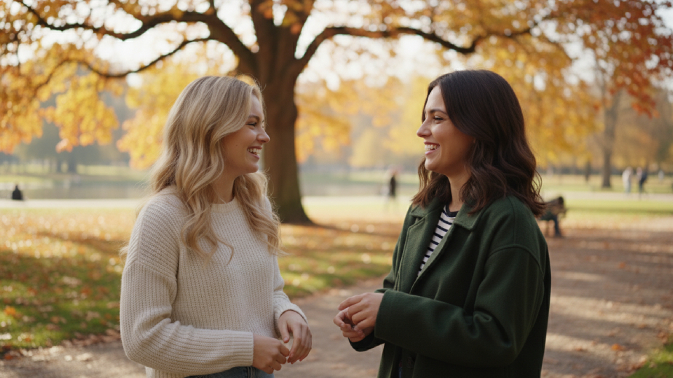 Девушка общается с подругой