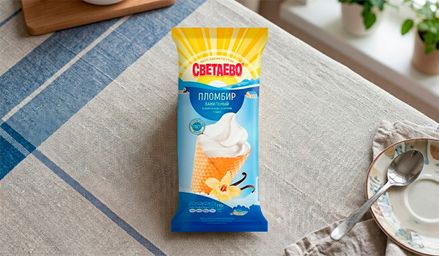 Пломбир ванильный в вафельном сахарном рожке «Светаево»