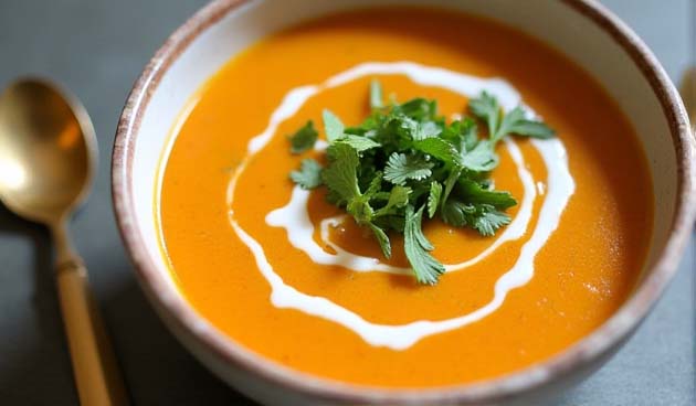 Сливочный суп из батата с кокосом и имбирем