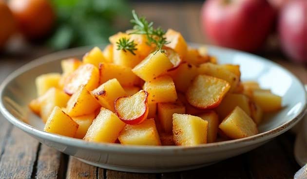 Жареная картошка с айвой