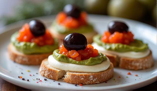 Канапе с авокадо и икрой