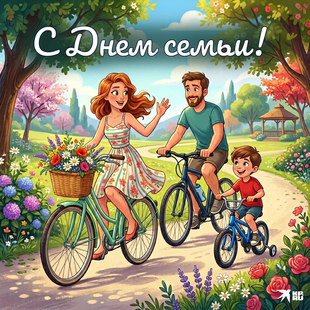 Красивые открытки на День семьи, любви и верности с поздравлениями