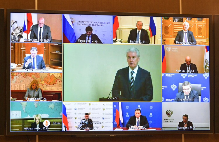Во время расширенного заседания президиума Госсовета по видеосвязи. Фото: Алексей Дружинин/пресс-служба президента РФ/ТАСС