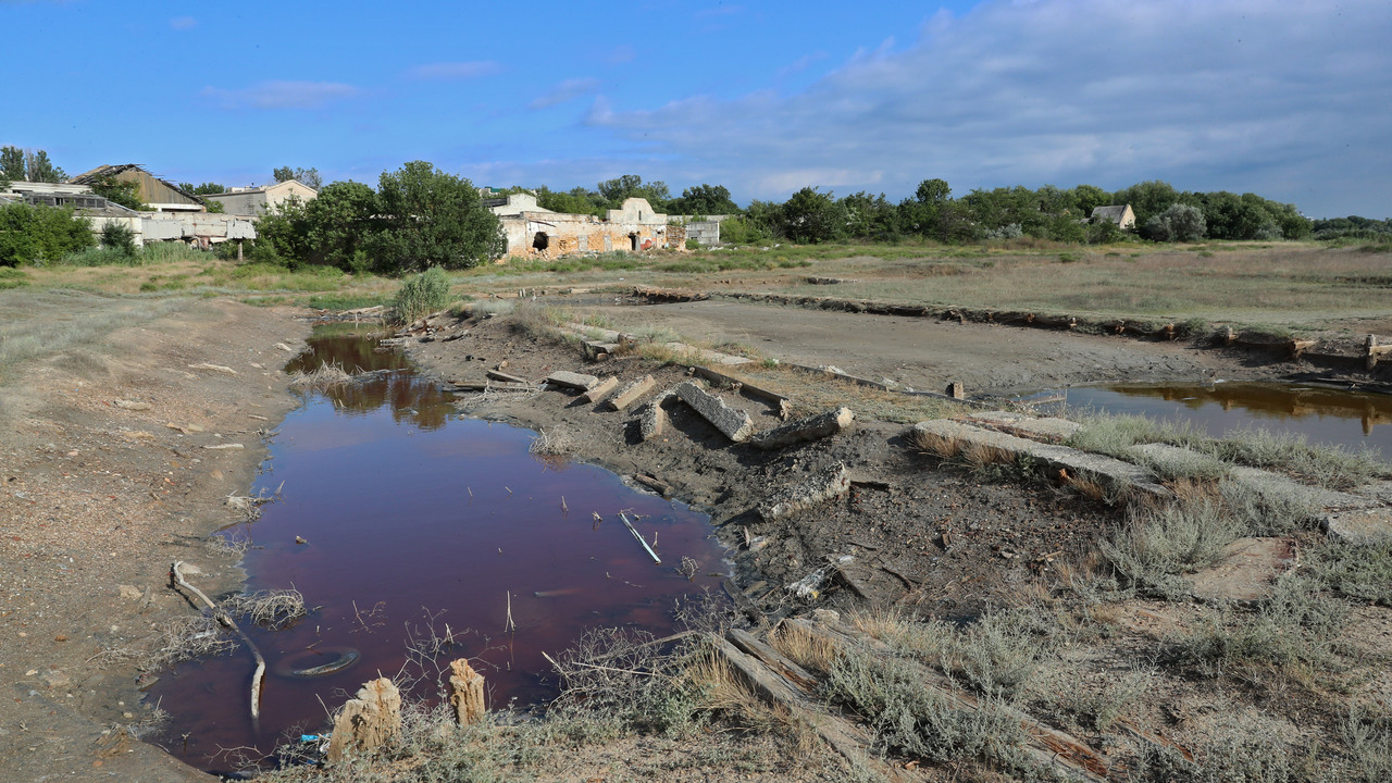 Вместо бассейна - грязная лужа. Фото: пресс-служба главы РК