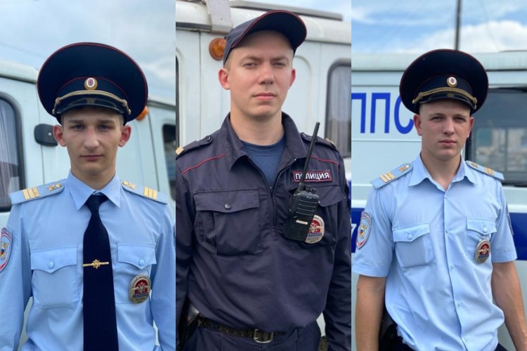Полицейские, которые спасли девочку: Максим Лисько, Максим Яковлев и Константин Мусиньян (слева направо)