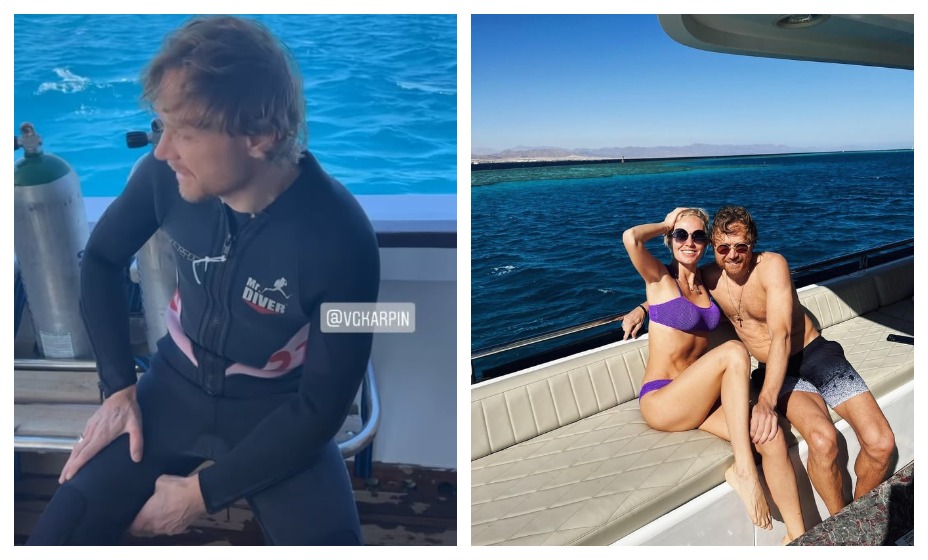 Главный тренер сборной России Валерий Карпин совершил погружение с аквалангом. Фото: Инстаграм Дарьи Карпиной