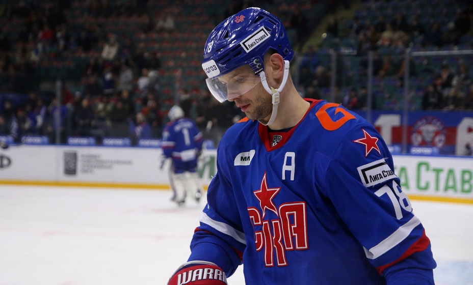 SKA Hockey Club player, Alexander Kadeikin (78) seen in action during the Kontinental Hockey League, regular season KHL 2023 - 2024 between SKA Saint Petersburg and Lokomotiv Yaroslavl at the Ice Sports Palace.